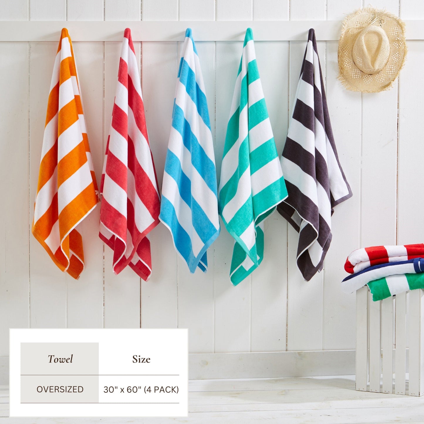 Cotton And Velour Cabana Stripe Beach Towel
