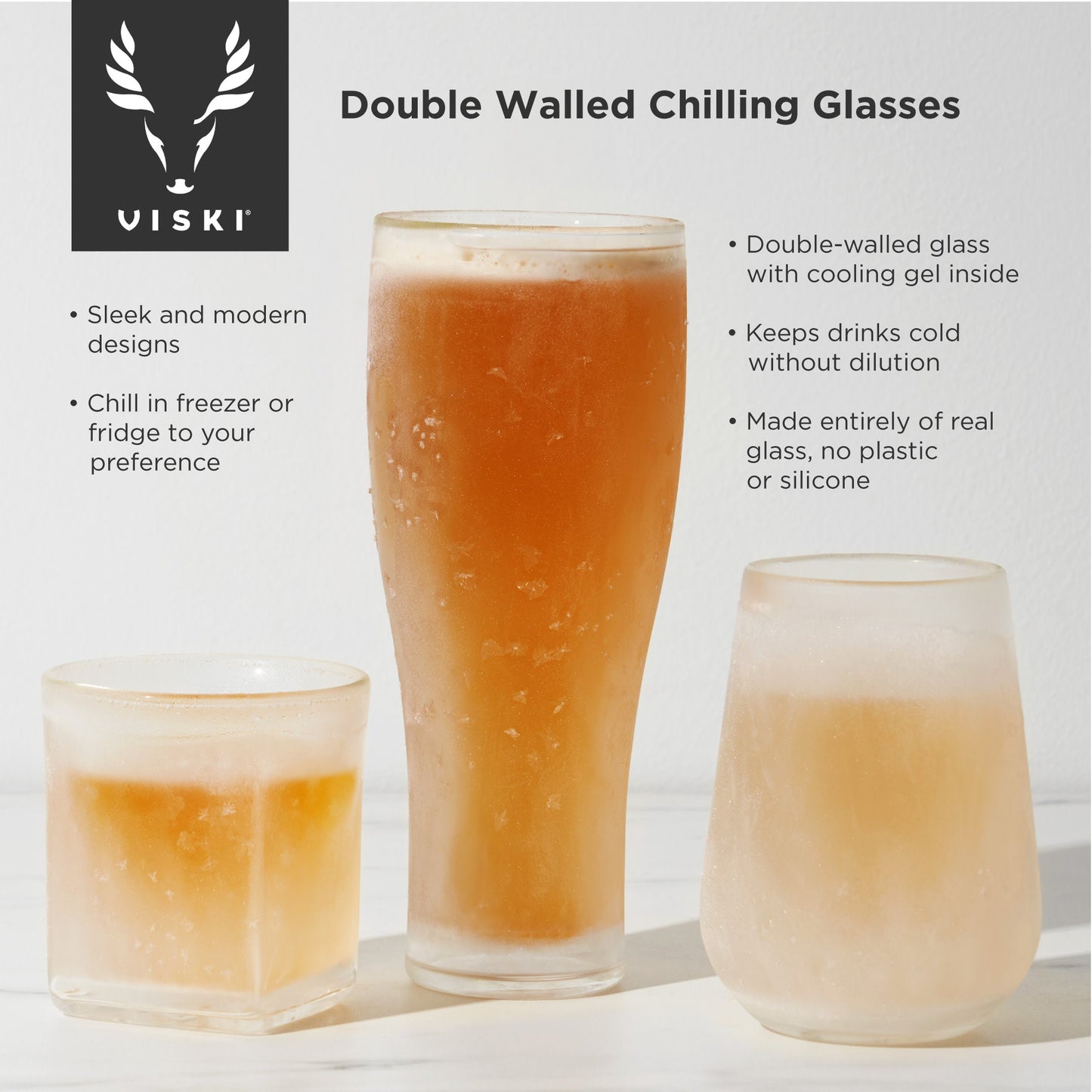 Double Wall Whiskey Glass with Cooling Gel