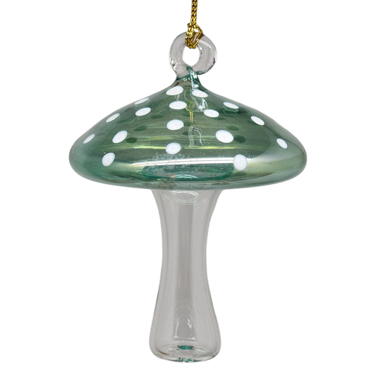 Egyptian Blown Glass Ornament - Mushroom - Green - Tampa Home & Garden Store
