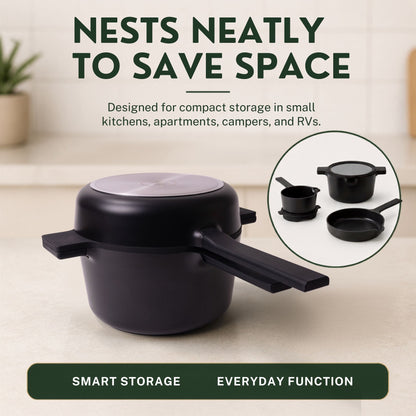 Alva Cookware 5-Piece Stackable Ceramic Nonstick Set with lids on Tampa Home & Garden Store