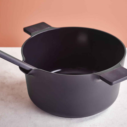 Alva Cookware ceramic nonstick pan from the 5-Piece Stackable Set, charcoal gray exterior on Tampa Home & Garden Store