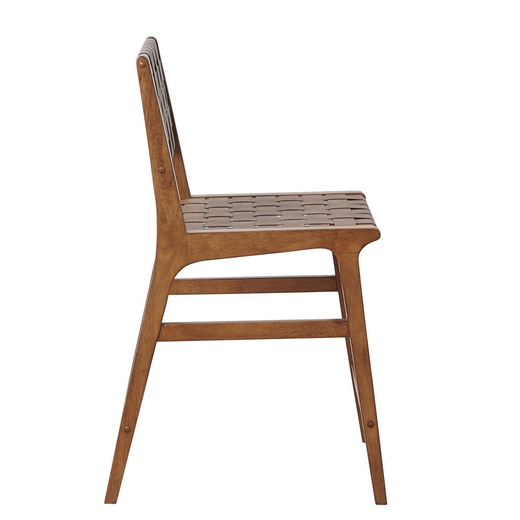 Nebuluxe Faux Leather Woven Counter Stool, warm brown wood frame, HouseOfZazla on Tampa Home & Garden Store