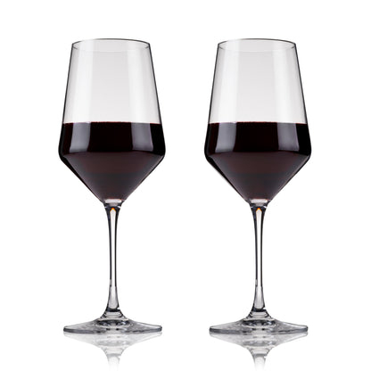 Raye Angled Crystal Bordeaux Stemware Set of 2