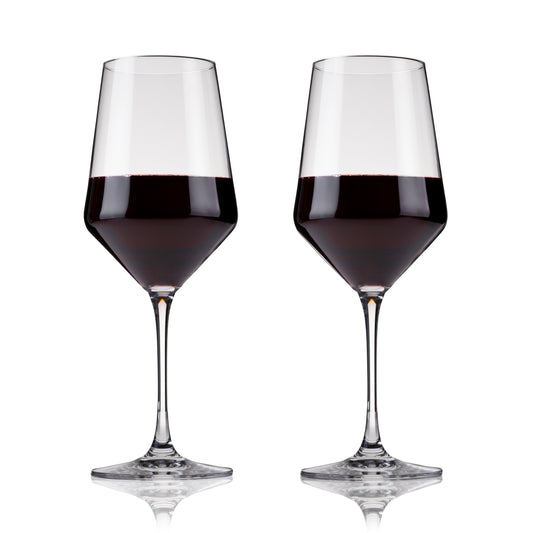 Raye Angled Crystal Bordeaux Stemware Set of 2
