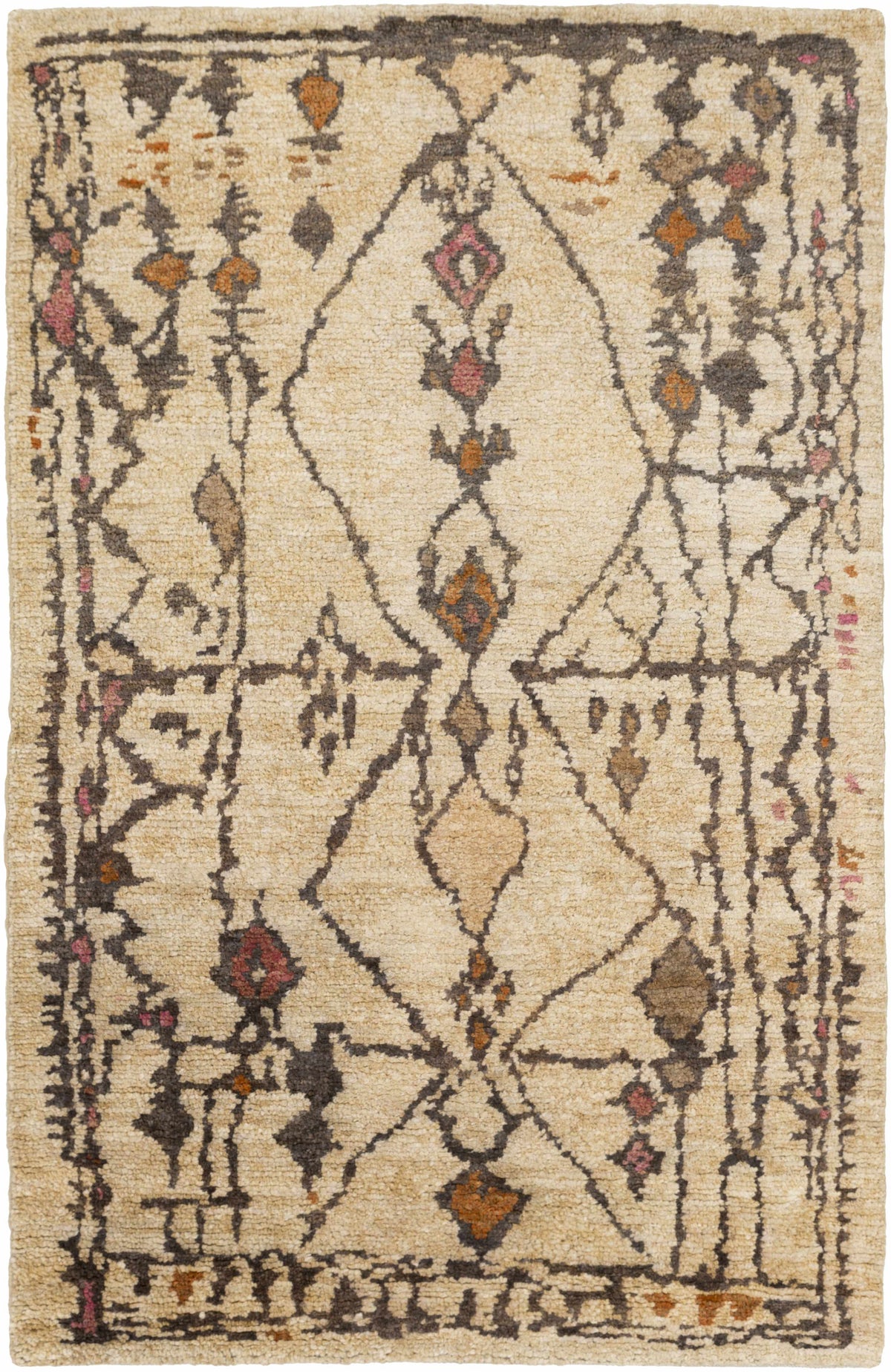 Neeses Premium Jute Rug by Boutique Rugs, cream field with brown border pattern on Tampa Home & Garden Store