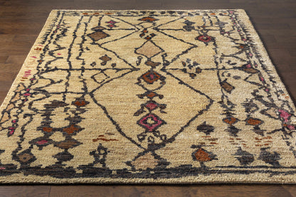 Neeses Premium Jute Rug beige with dark border and burgundy accents by Boutique Rugs on Tampa Home & Garden Store