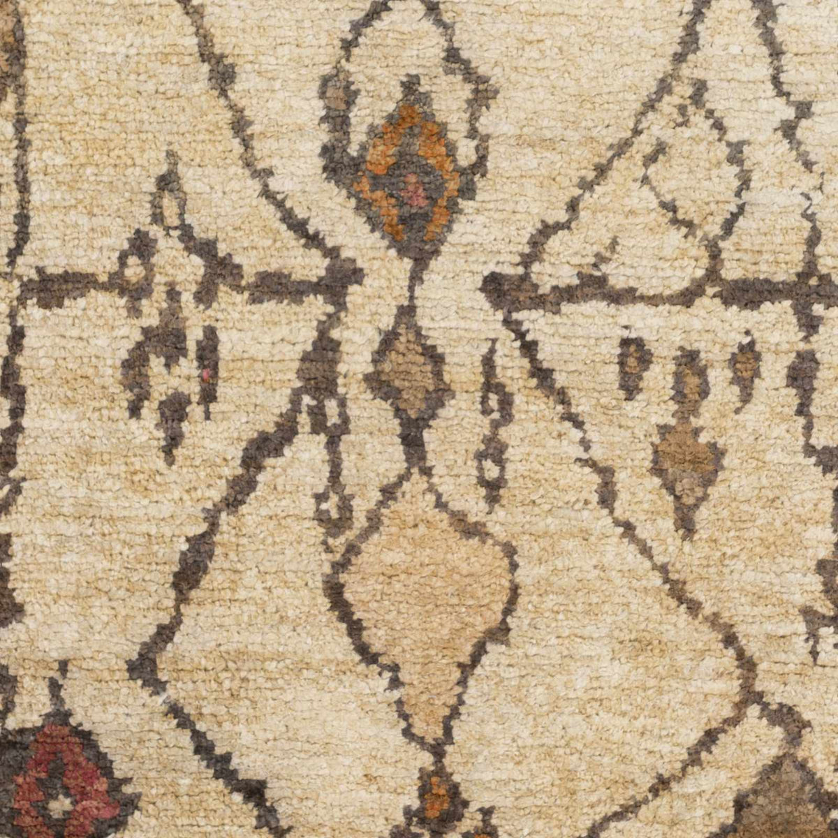 Neeses Premium Jute Rug beige natural with dark brown arabesque pattern Boutique Rugs on Tampa Home & Garden Store