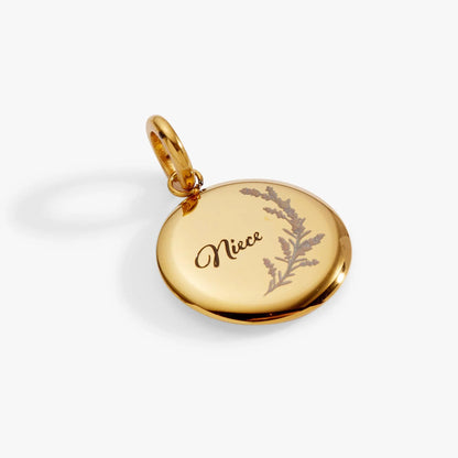 Niece Lavender Disc Charm with Heartfelt Message