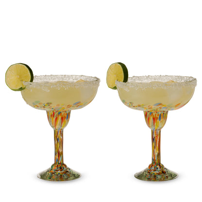 Set of Two Handblown Mexican Margarita Glasses