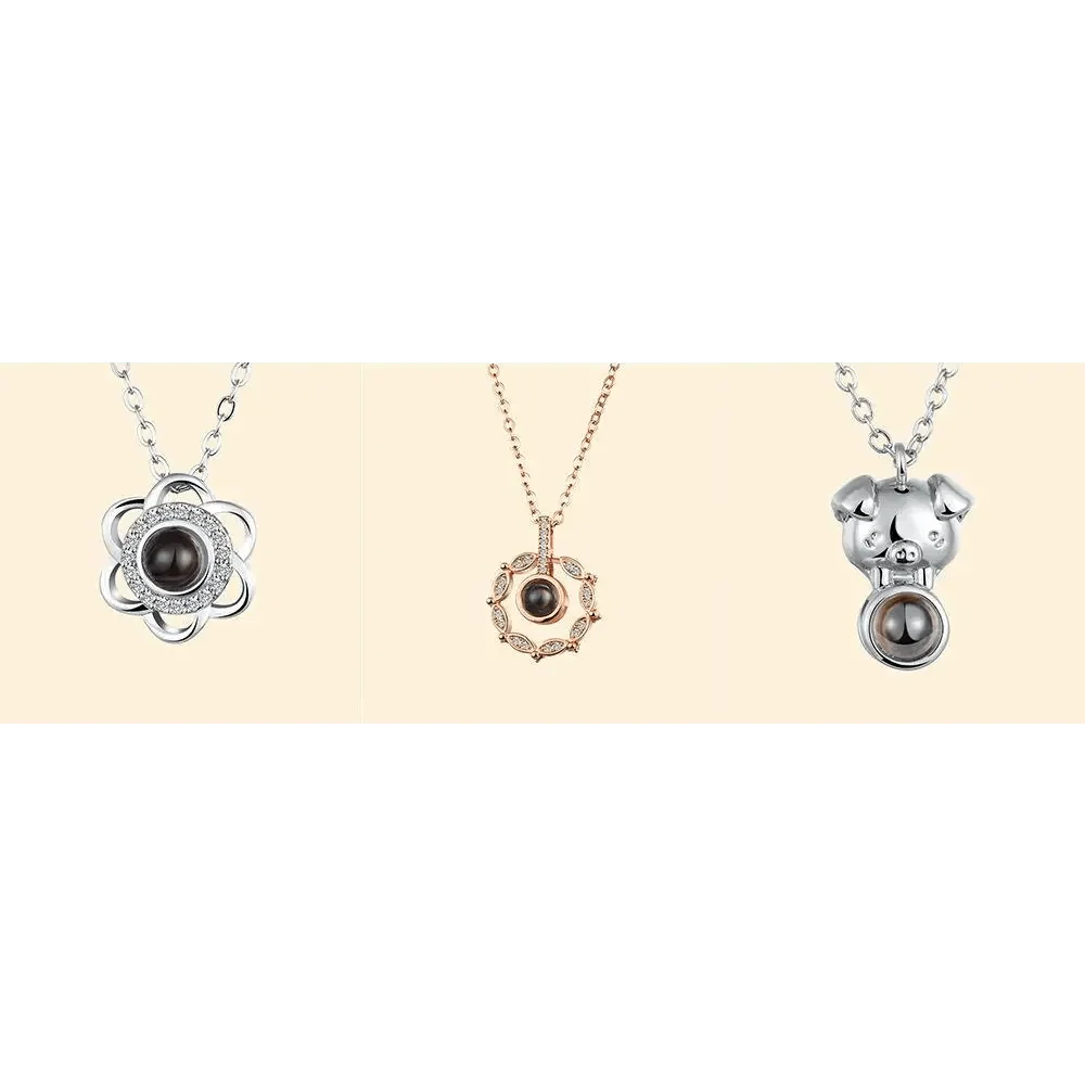 Stevvex three-piece pendant necklace set: flower silver, wreath rose gold, pig charms on Tampa Home & Garden Store
