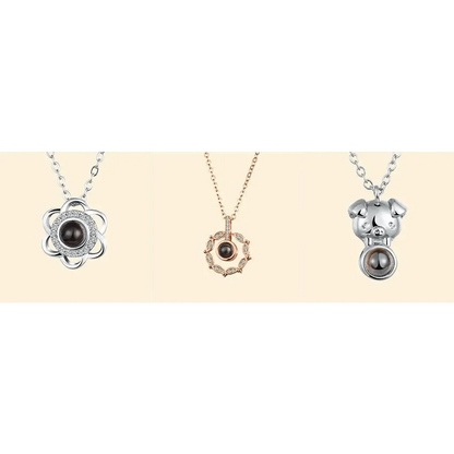 Stevvex three-piece pendant necklace set: flower silver, wreath rose gold, pig charms on Tampa Home & Garden Store