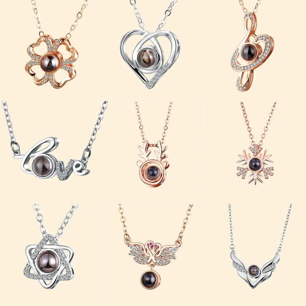 Stevvex pendant necklace set, 12 silver and rose gold designs with gemstone accents on Tampa Home & Garden Store