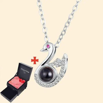 Swan pendant necklace by Stevvex with crystal wings and black pearl centerpiece; gift box on Tampa Home & Garden Store