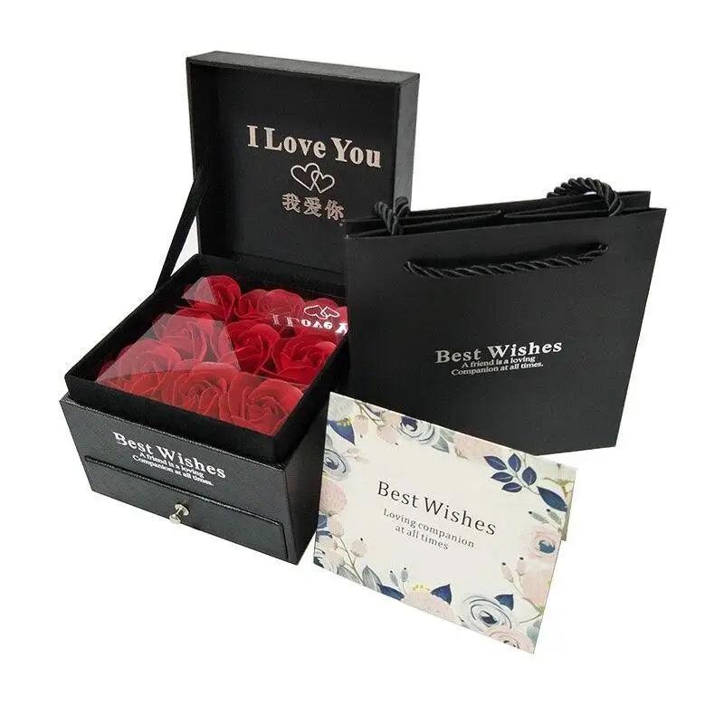 Gift box set with lid, red rose petals, Best Wishes bag and card by Stevvex ALU93241RSS on Tampa Home & Garden Store
