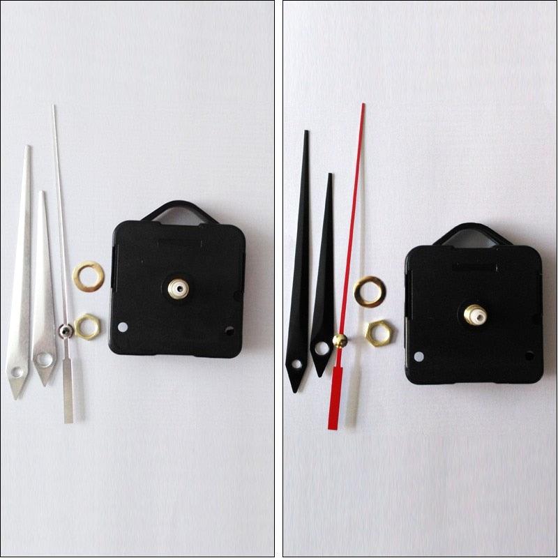 Stevvex wall clock movement kit with black square quartz motor and silver/red hands on Tampa Home & Garden Store