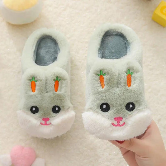 Kids' Stevvex bunny slippers grey plush, memory foam, non-slip indoor 2-pair set on Tampa Home & Garden Store