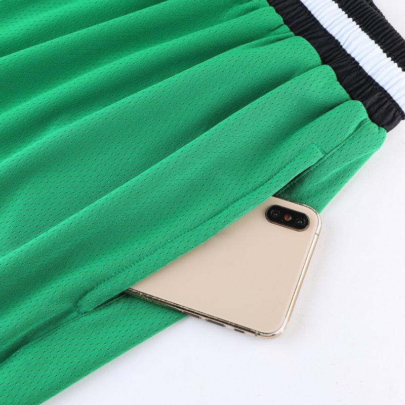 Basketball shorts green with mesh quick-dry fabric and phone pocket by Stevvex on Tampa Home & Garden Store