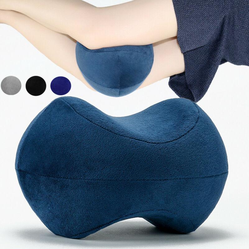 Knee pillow Stevvex blue memory foam, curved orthopedic leg support for sciatica relief on Tampa Home & Garden Store