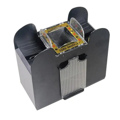 Stevvex black electric automatic card shuffler with dual card slots and clear center window on Tampa Home & Garden Store