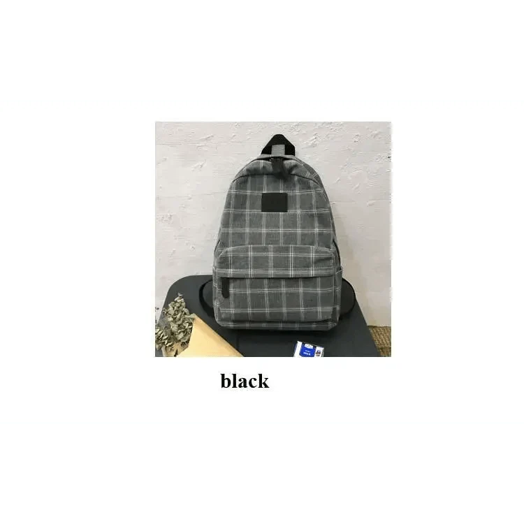 New Casual School Bag for Women and Girls Stevvex striped plaid backpack ALU92976DEF black on Tampa Home & Garden Store