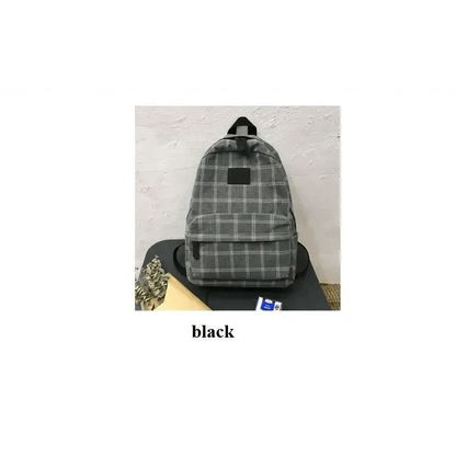 New Casual School Bag for Women and Girls Stevvex striped plaid backpack ALU92976DEF black on Tampa Home & Garden Store