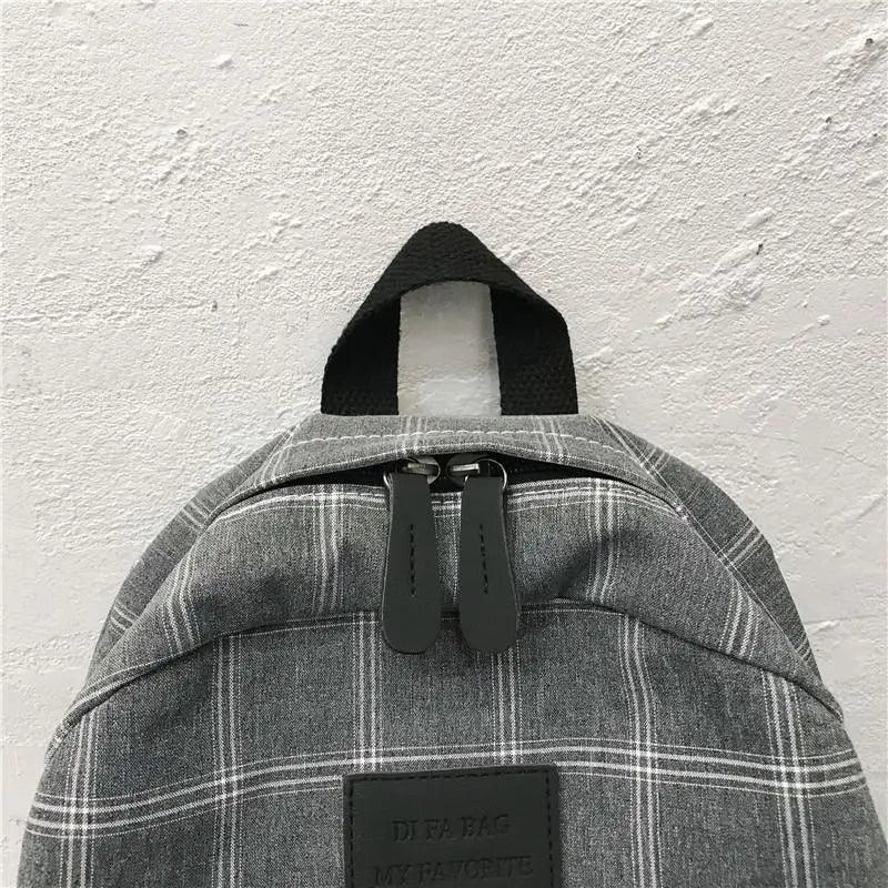Stevvex grey striped plaid school backpack with dual zippers and top handle for teens on Tampa Home & Garden Store