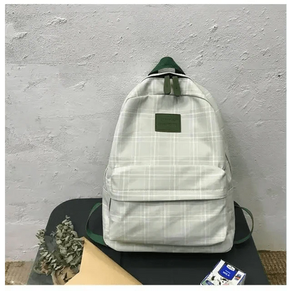 School backpack Stevvex striped plaid with front pocket and green accents for teen girls on Tampa Home & Garden Store
