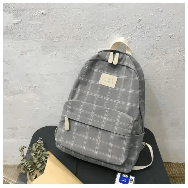 Stevvex gray plaid school backpack for women and girls with front pocket on Tampa Home & Garden Store