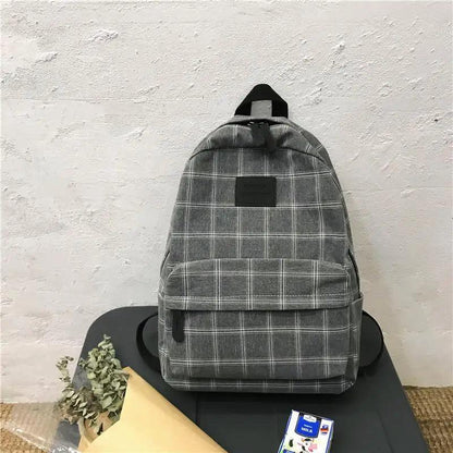 School backpack Stevvex grey plaid with front zip pocket ALU92976DEF for women and girls on Tampa Home & Garden Store