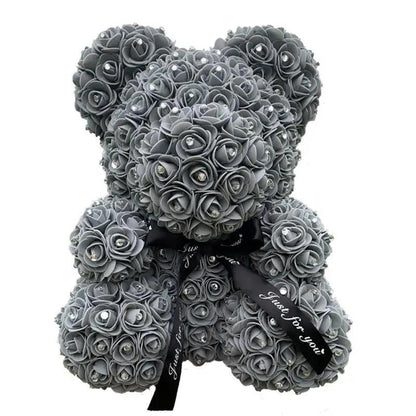 Charming Diamond Rose Bears 40cm gray rose teddy with black ribbon Stevvex on Tampa Home & Garden Store