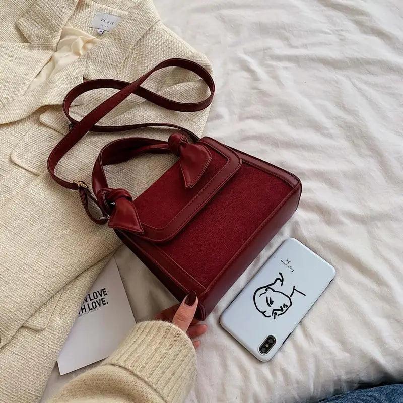 Stevvex New Classic Women Shoulder Bag, burgundy leather with bow on Tampa Home & Garden Store