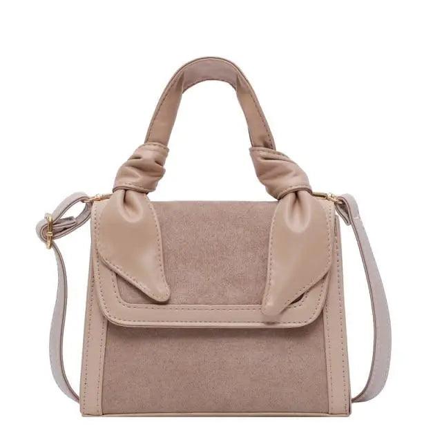 Stevvex New Classic women's shoulder bag in beige leather with suede front panel on Tampa Home & Garden Store
