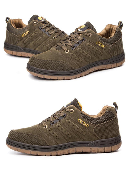 Stevvex hiking shoes, olive-brown suede and mesh, lace-up, rugged gum outsole on Tampa Home & Garden Store