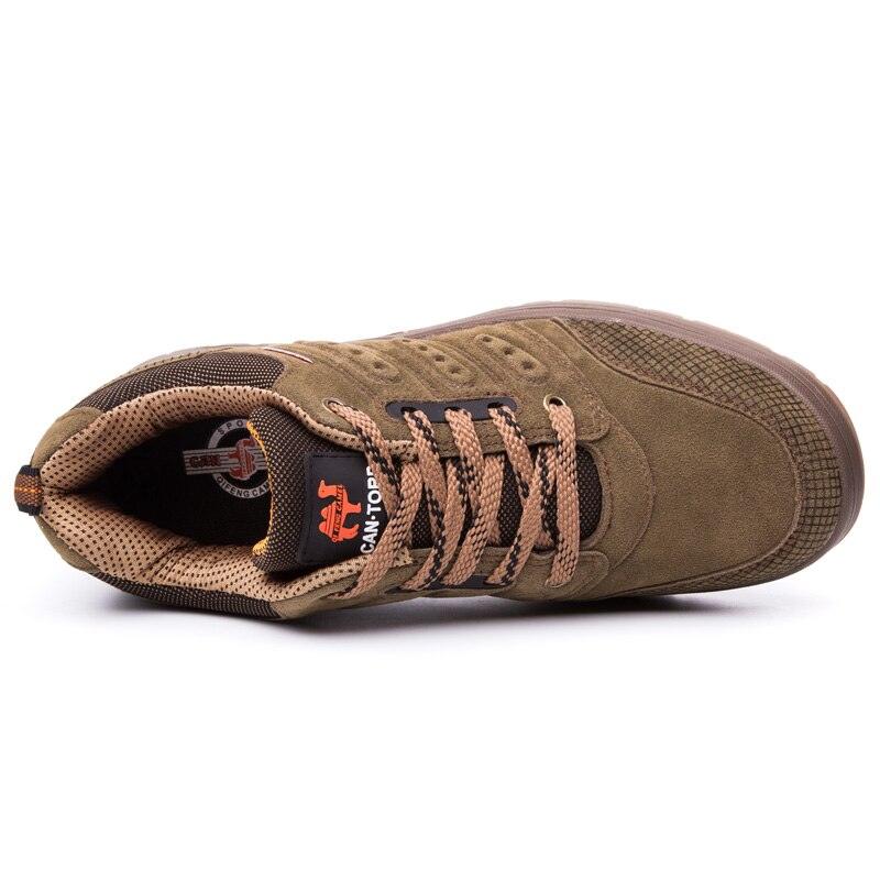 Hiking shoes for men brown olive suede upper with tan laces, low-cut outdoor athletic footwear on Tampa Home & Garden Store