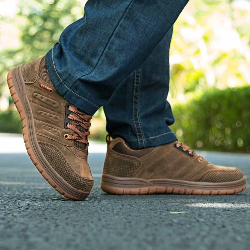 Mens brown suede hiking shoes with lace-up design and rugged gum outsole on Tampa Home & Garden Store