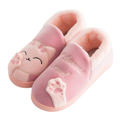 Slippers Stevvex pink cat paw fleece memory foam indoor non-slip house shoes on Tampa Home & Garden Store