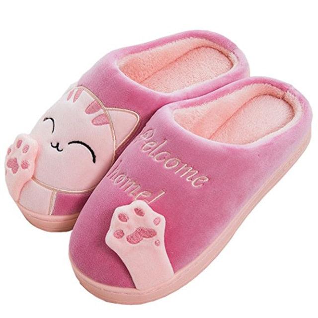 pink cat slippers Stevvex pair with non-slip sole on Tampa Home & Garden Store
