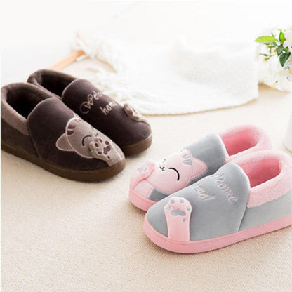 Stevvex women's fuzzy memory-foam cat slippers, two pairs in brown and pink-gray with plush lining on Tampa Home & Garden Store
