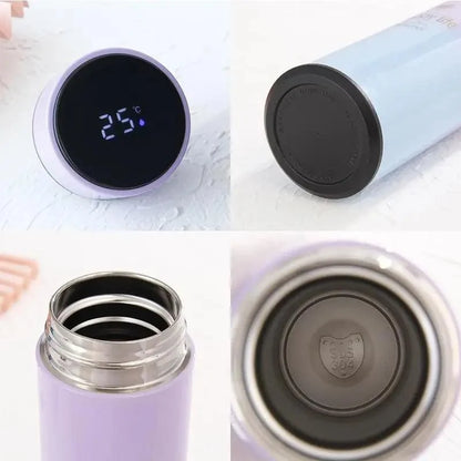 500ml Stevvex smart thermos water bottle with LED temperature display lavender stainless steel on Tampa Home & Garden Store