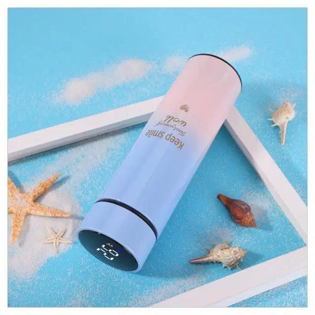 Stevvex 500ml smart thermos bottle with LED temperature display pink-blue stainless on Tampa Home & Garden Store