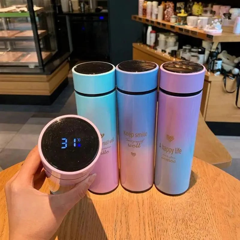 500ml smart thermos water bottle set in pastel gradient, LED temp display, 4-pack by Stevvex on Tampa Home & Garden Store