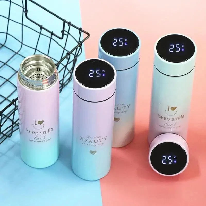 Stevvex 500ml smart thermos with LED temp display, pastel gradient stainless bottles, 5-pack on Tampa Home & Garden Store