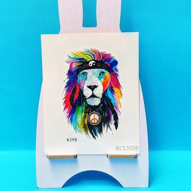 Stevvex temporary tattoo sheet colorful rainbow lion design waterproof for adults kids on Tampa Home & Garden Store