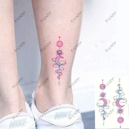 Stevvex waterproof temporary tattoo ST38BE3378EIP colorful vertical bead-and-swirl design on leg on Tampa Home & Garden Store