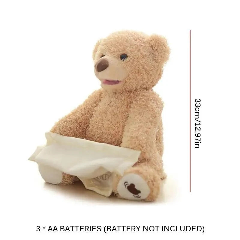 Stevvex 33cm beige bear plush with soft fur and music feature, cute stuffed animal on Tampa Home & Garden Store