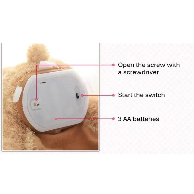 Stevvex New Elegance 33cm beige bear plush with back battery compartment and switch on Tampa Home & Garden Store