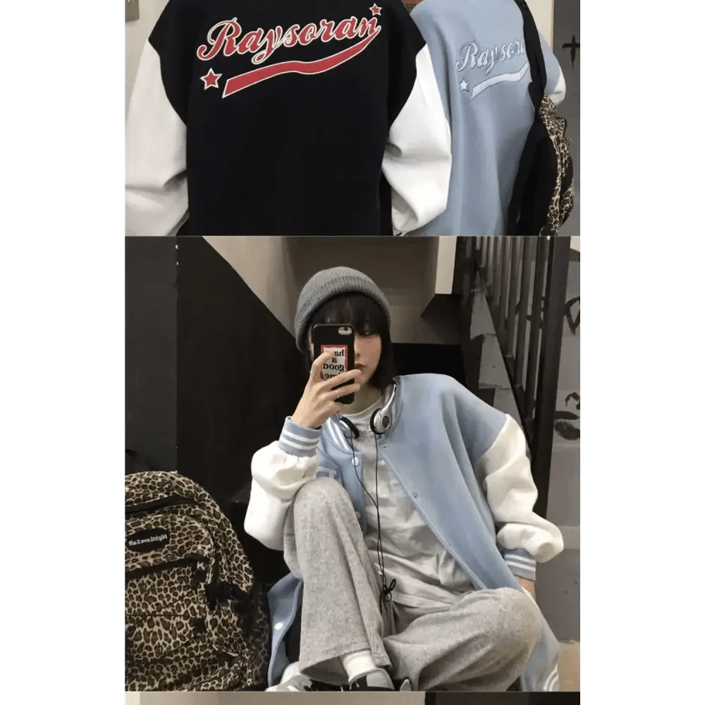 Stevvex bomber jacket in light blue with white sleeves; black version shown on Tampa Home & Garden Store