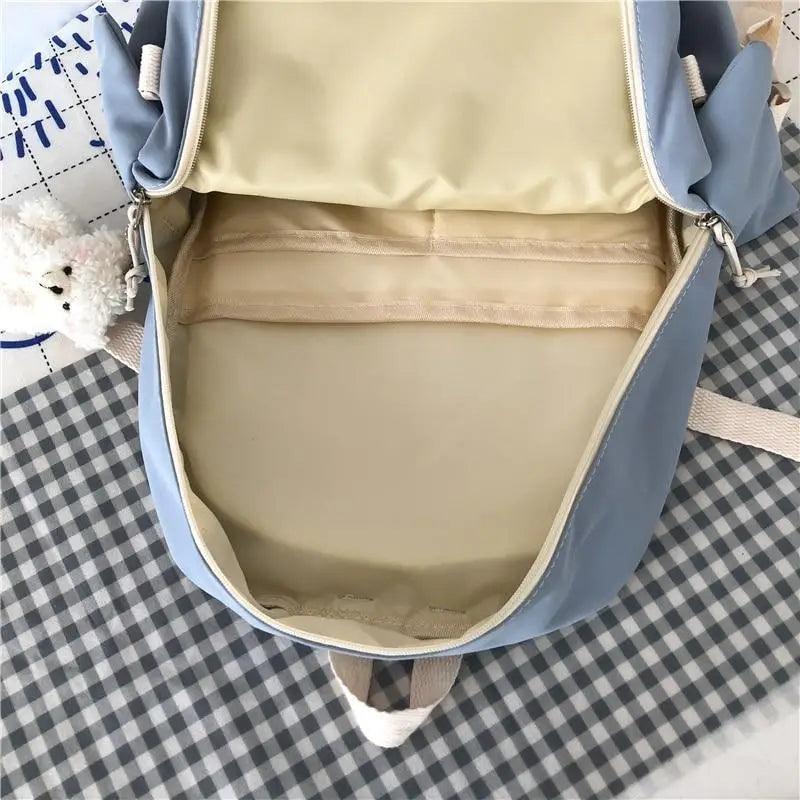 New Elegant Waterproof Backpack blue exterior beige interior with inner zip pocket Stevvex on Tampa Home & Garden Store