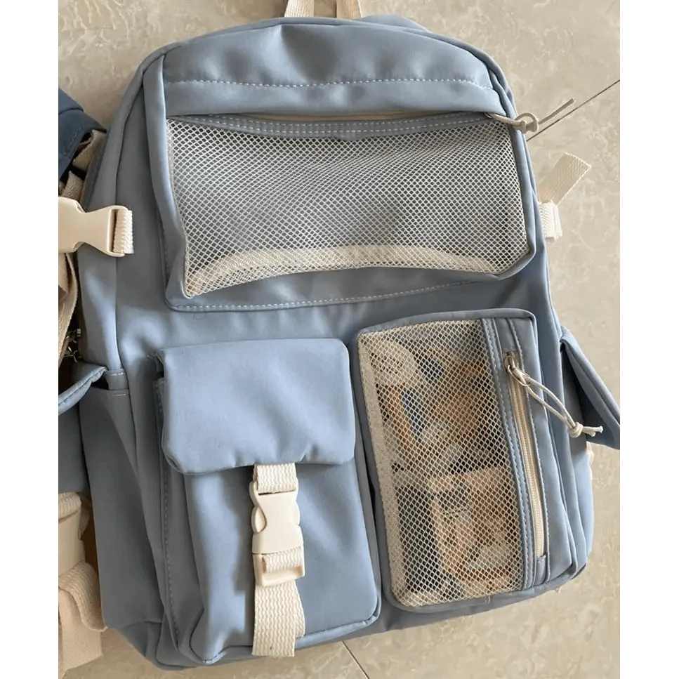 New Elegant Waterproof Backpack by Stevvex in light blue with mesh pockets on Tampa Home & Garden Store