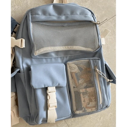 New Elegant Waterproof Backpack by Stevvex in light blue with mesh pockets on Tampa Home & Garden Store